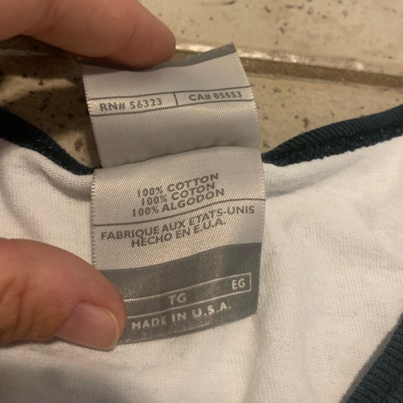 💙 Vintage Nike V-Neck Ringer T-Shirt - White with Black Trim - XL - Made in USA - Picture 9 of 10